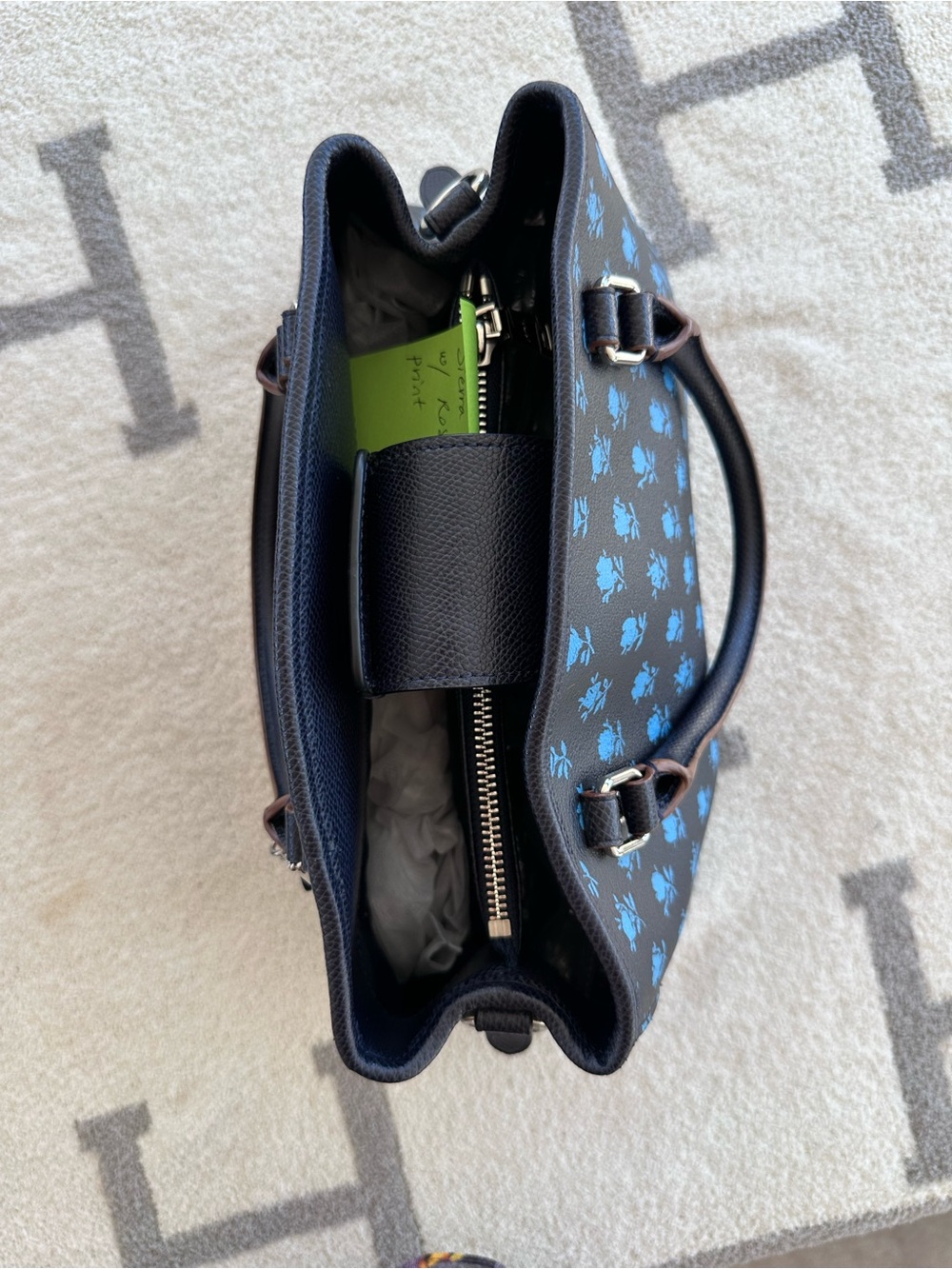 Coach Black Satchel with Blue Floral Print - Picture 7 of 12